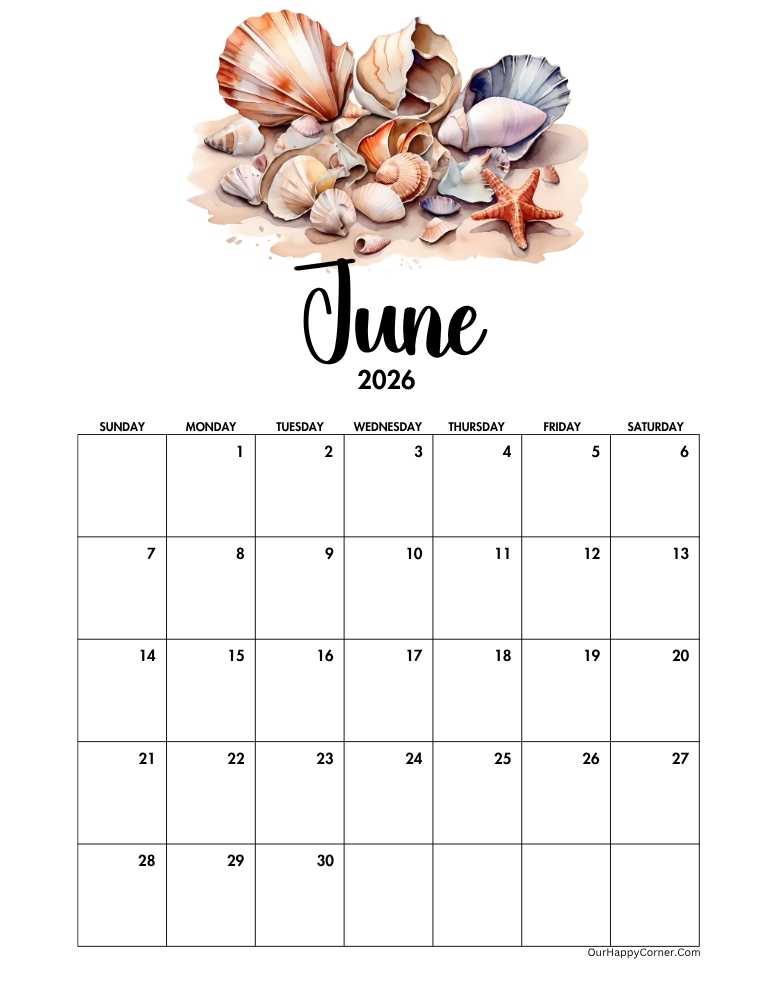 June 2026 calendar printable