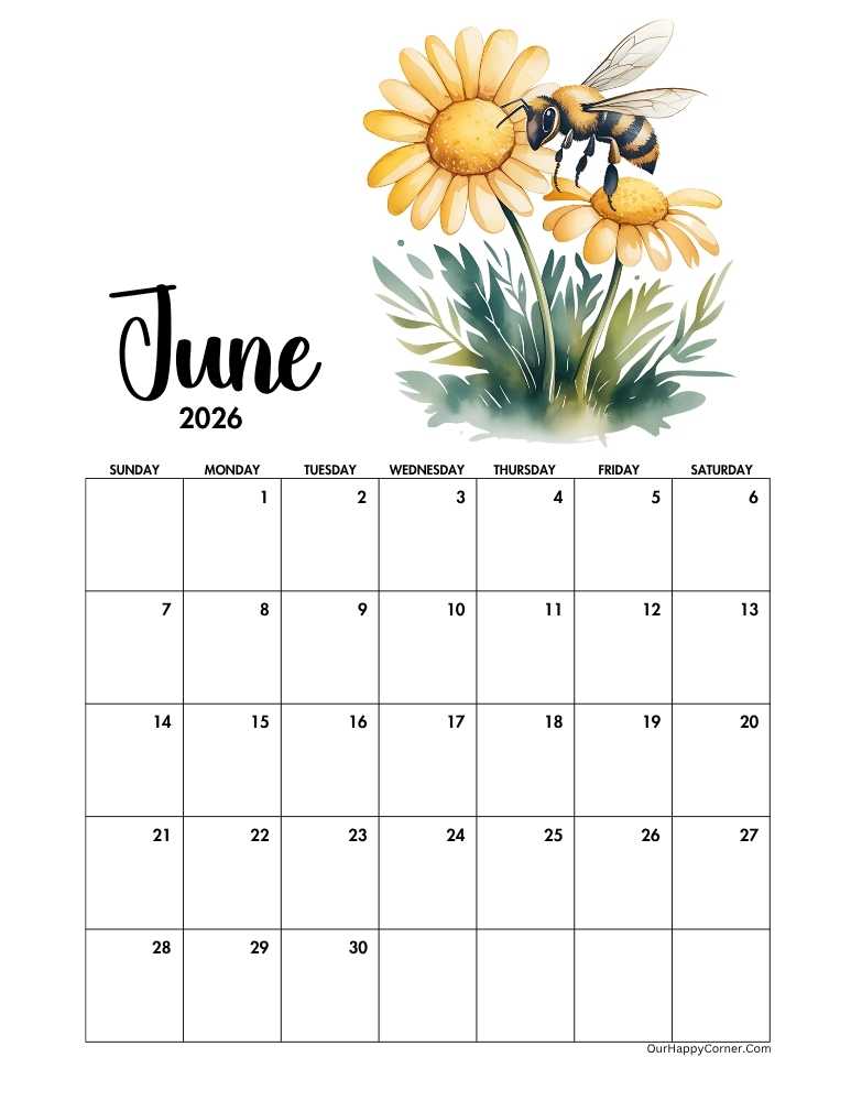 June 2026 calendar printable