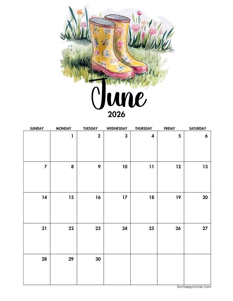June 2026 calendar printable