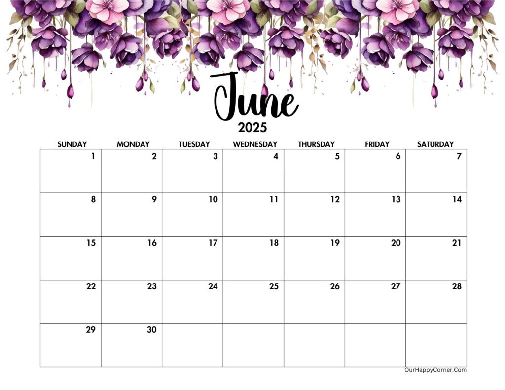 Purple watercolor calendar