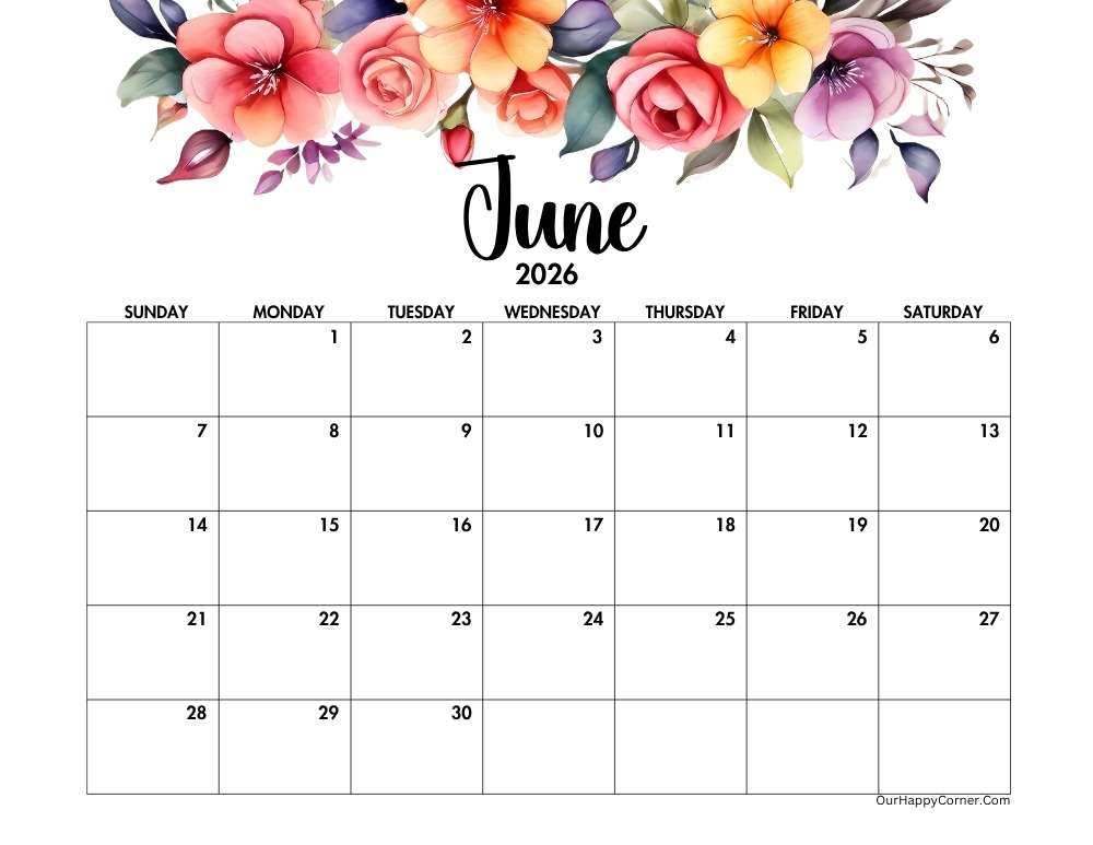 Floral June calendar