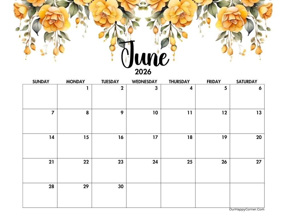 Yellow floral calendar