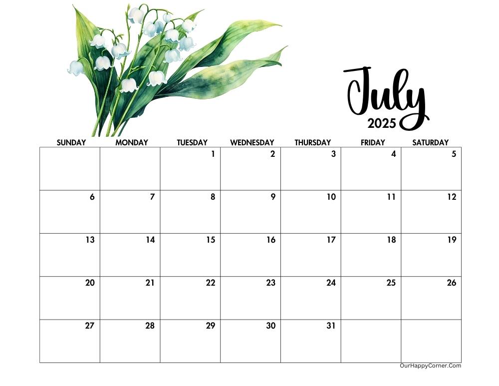 Floral horizontal calendar