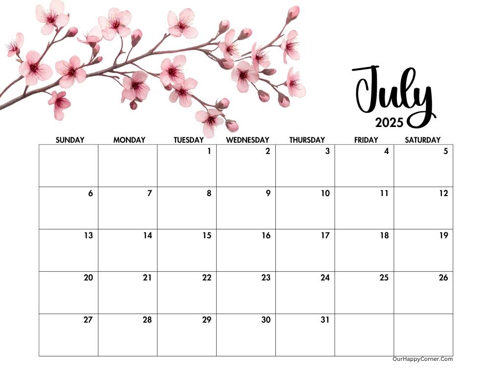 Floral horizontal calendar