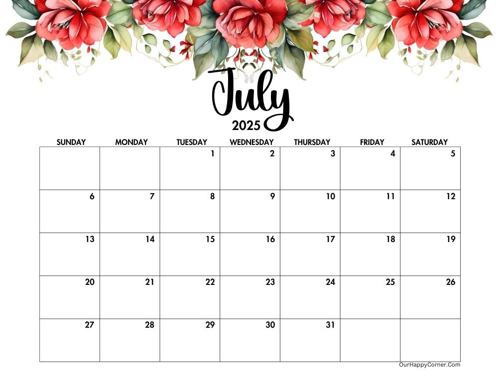 Floral horizontal calendar