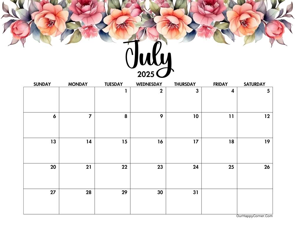 Floral horizontal calendar