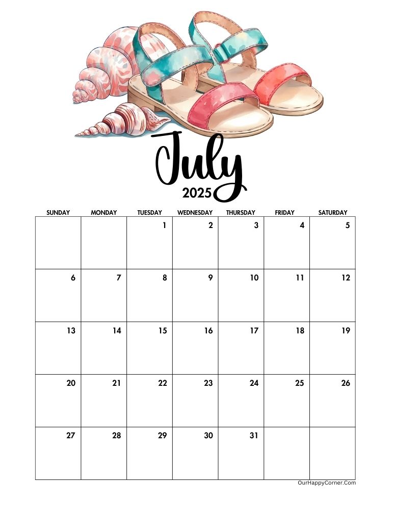 Beach inspired calendar