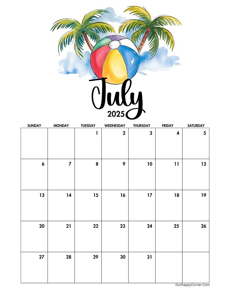 Beach inspired calendar