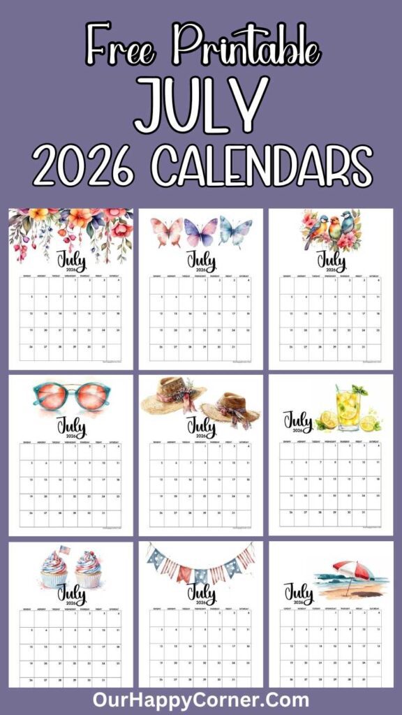 Printable July 2026 calendar