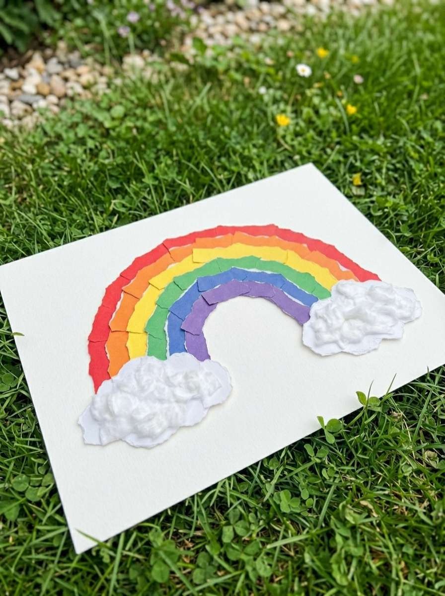 torn paper rainbow craft for kids