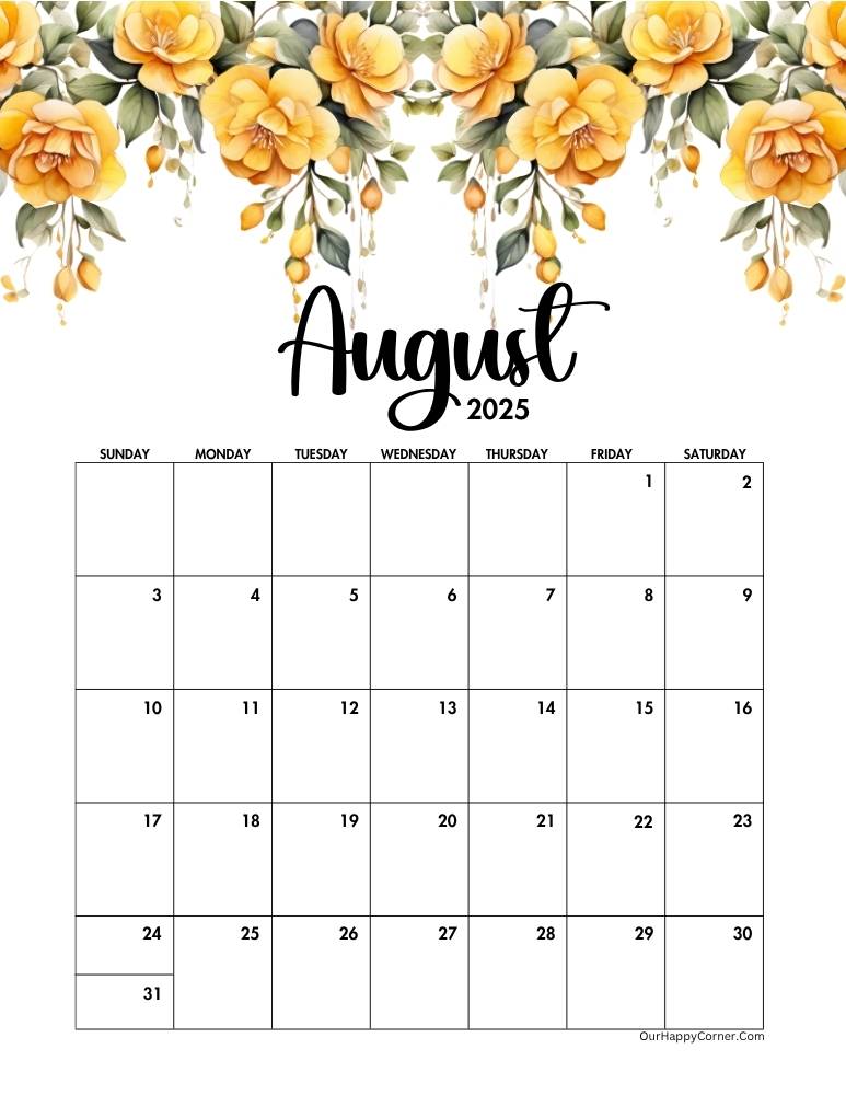 Yellow floral calendar