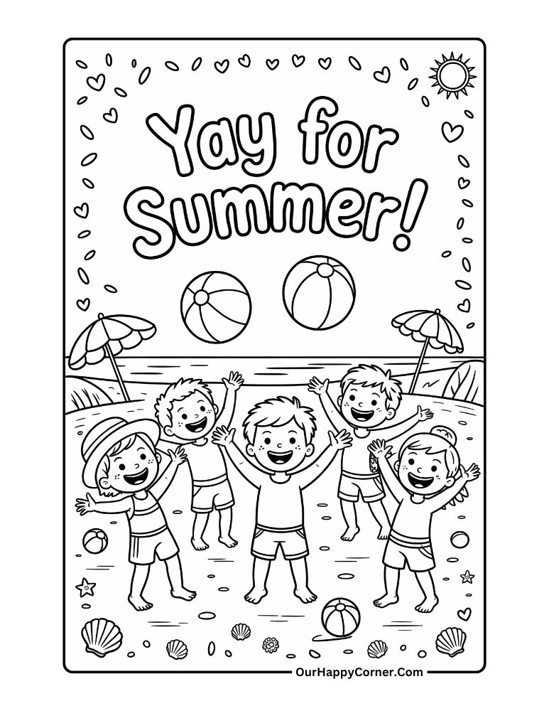 Kids playing at beach with beach balls