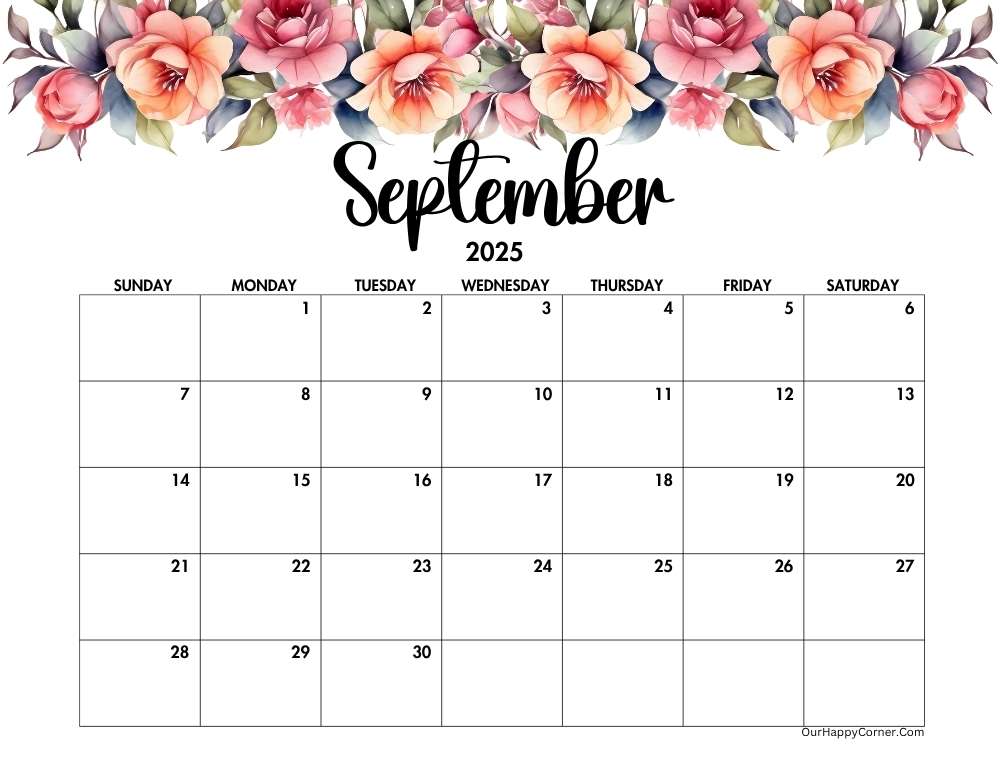 Floral horizontal calendar