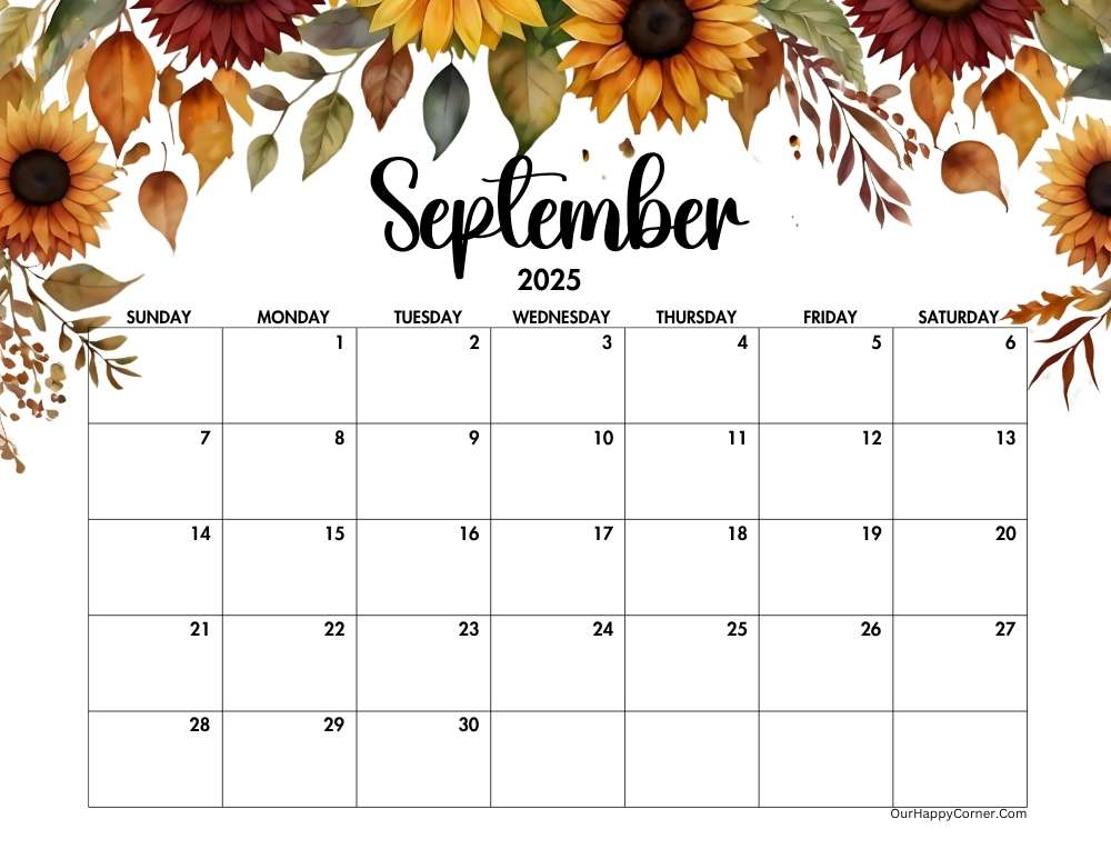 Autumn decorated calendar