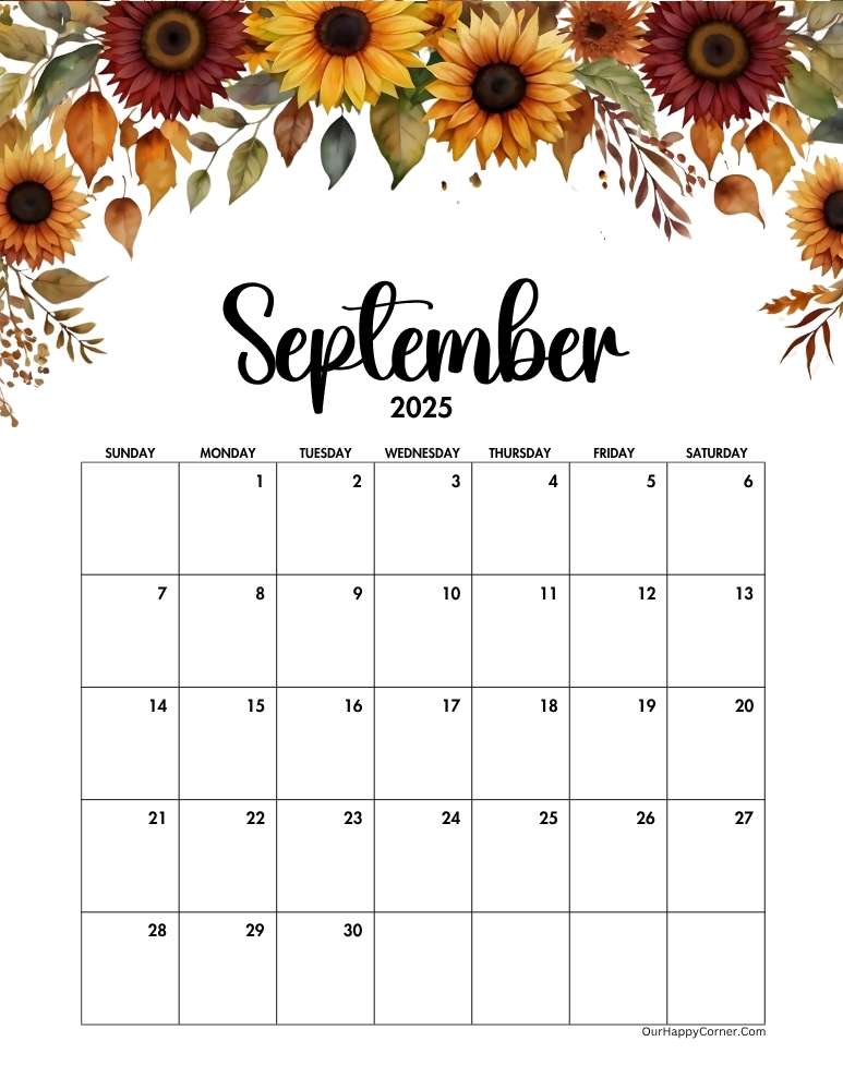 Autumn decorated calendar