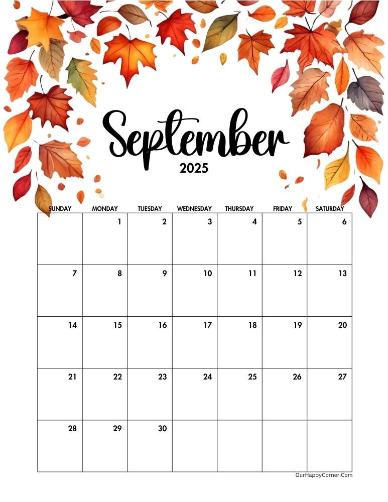 Autumn decorated calendar