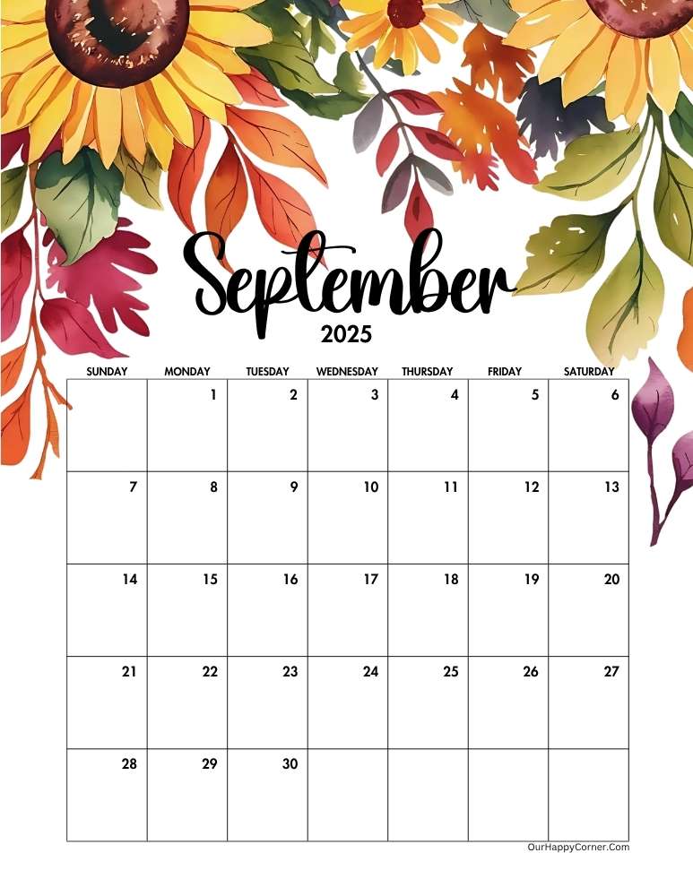 Autumn decorated calendar