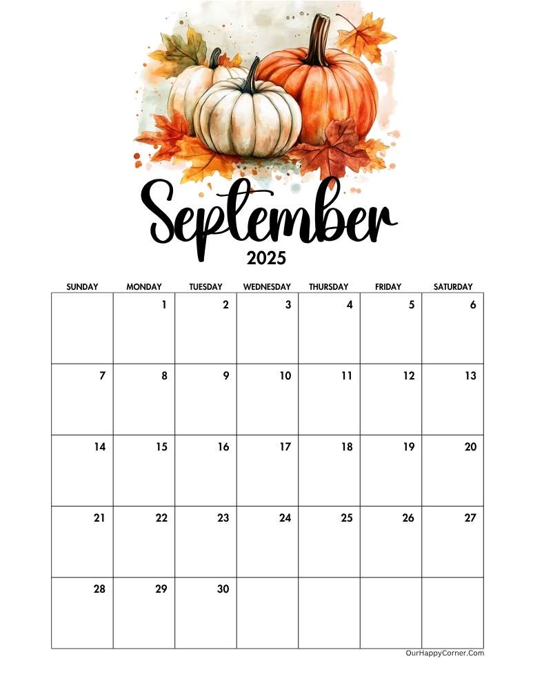 Autumn decorated calendar