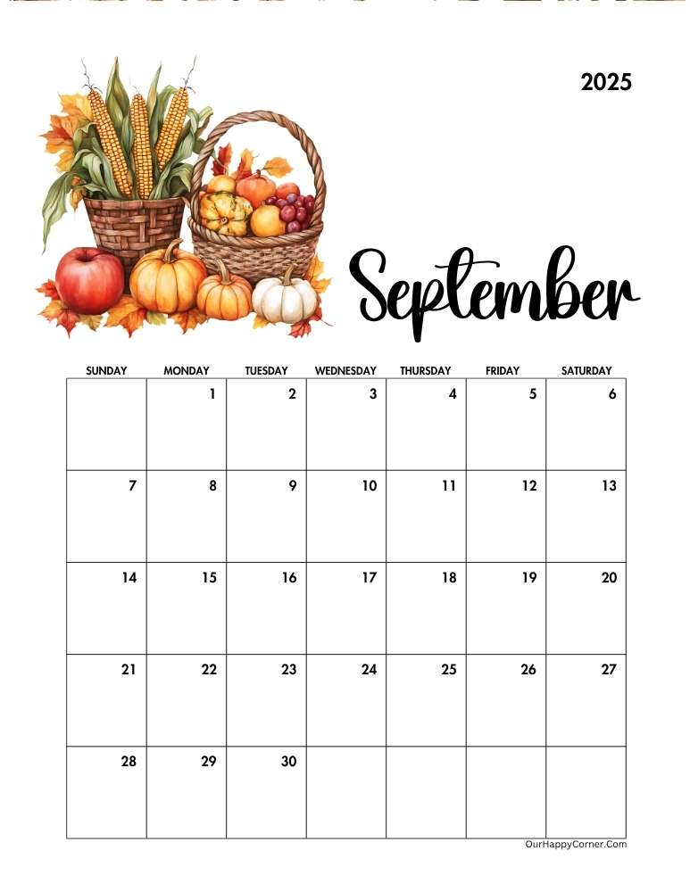 Autumn decorated calendar