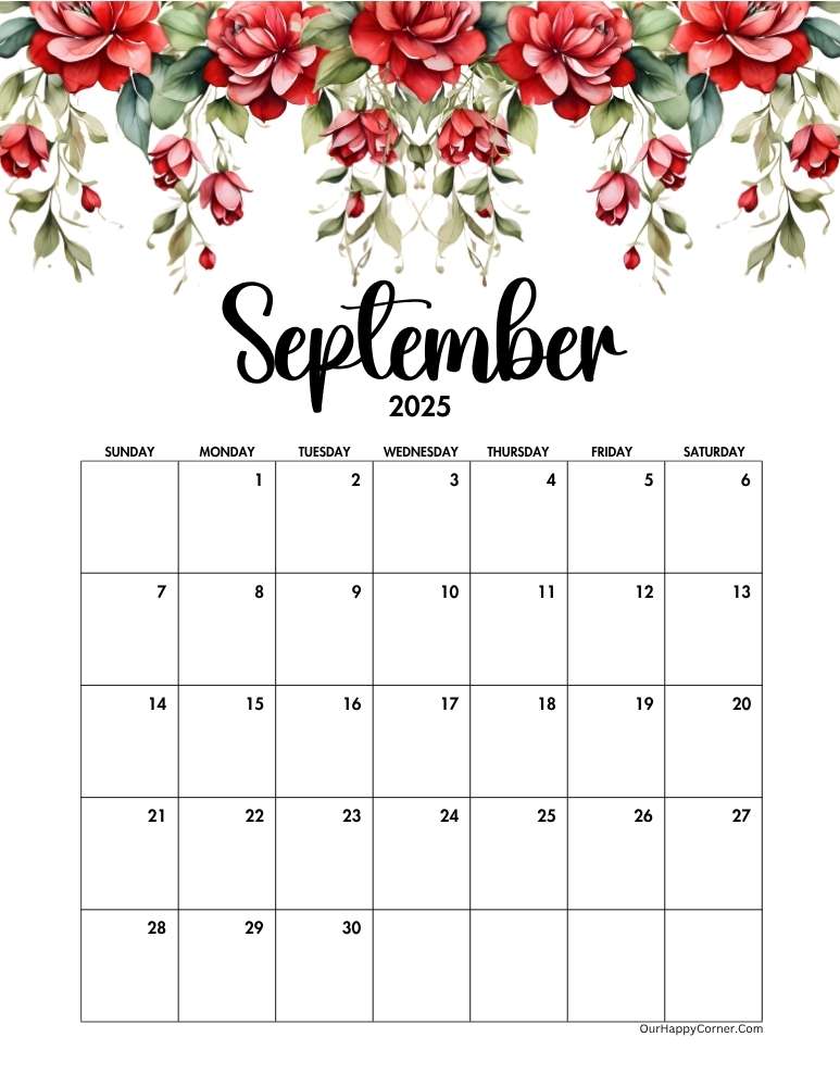 Red floral calendar