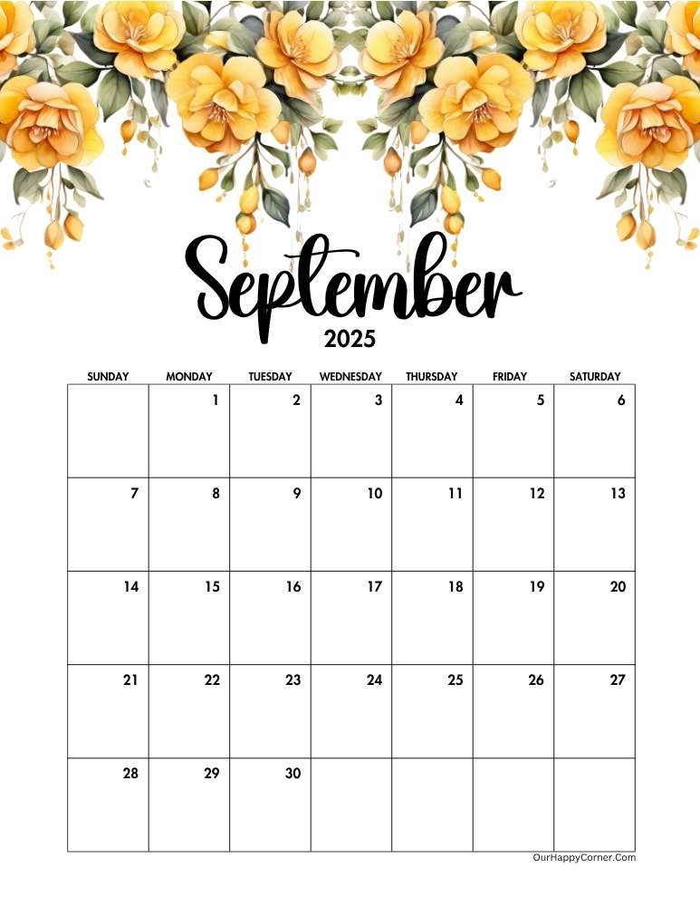 Yellow floral calendar