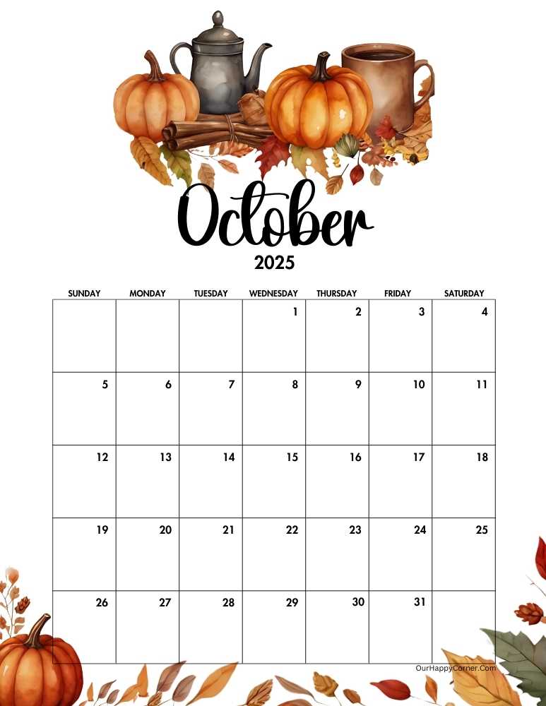 Fall decorated calendar with pumpkins