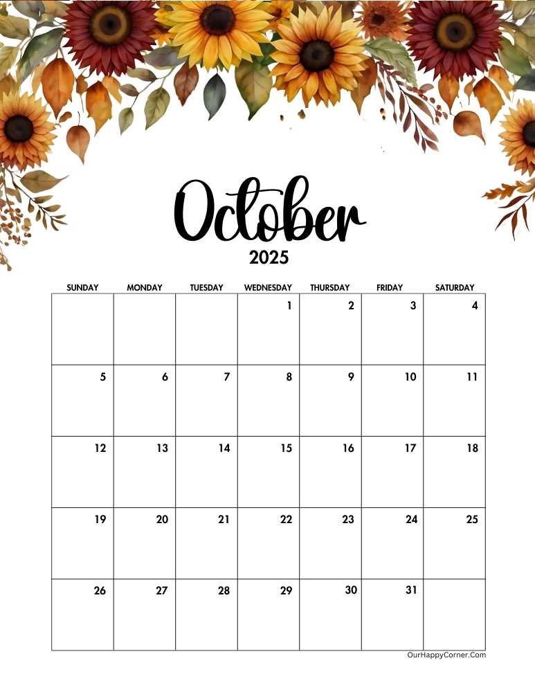 Autumn decorated calendar