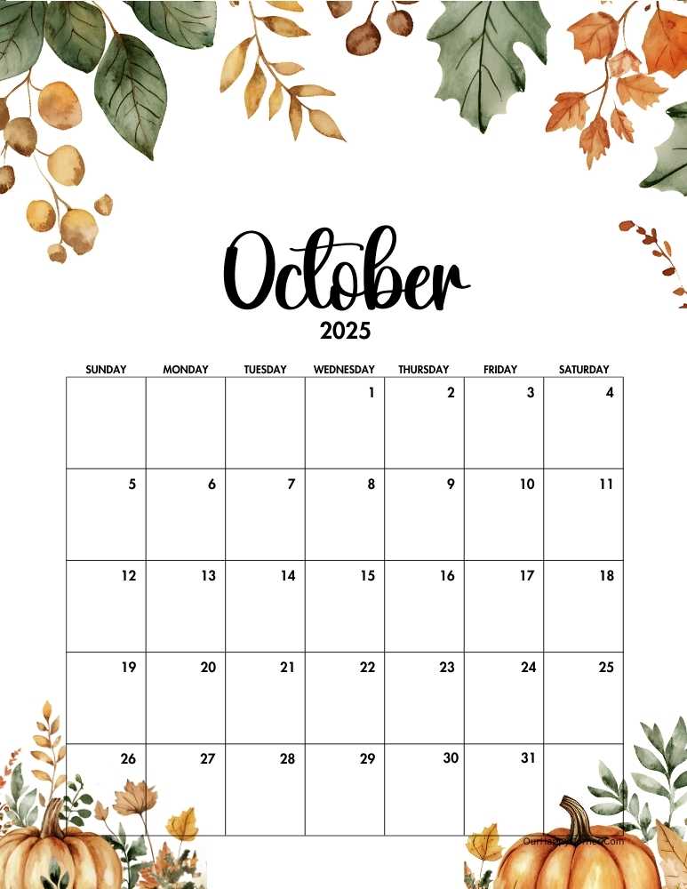 Autumn season calendar