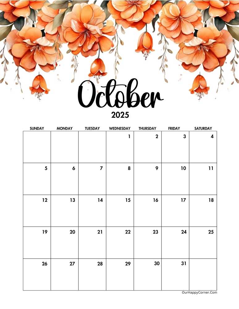 Floral calendar orange