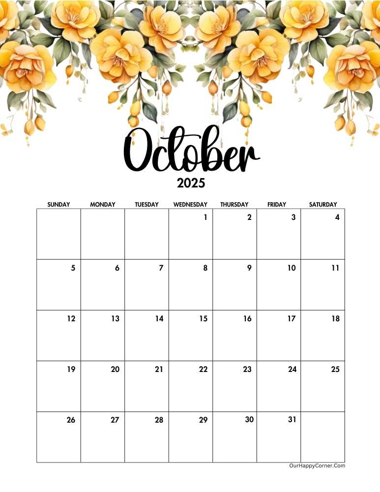 Yellow floral calendar