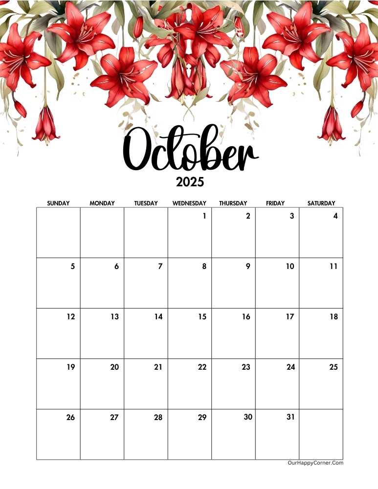 Red floral calendar