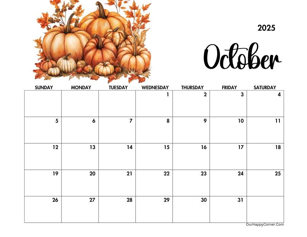 Autumn pmpkins decorated calendar