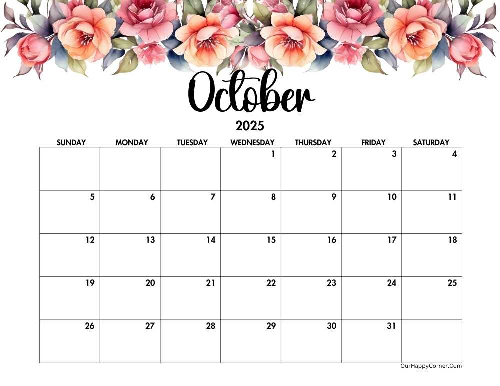 Floral calendar monthly 2025