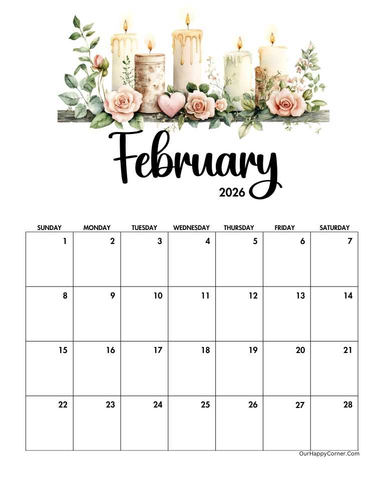 Valentine inspired February calendar