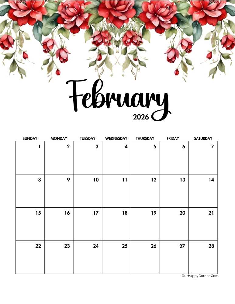 Red floral calendar