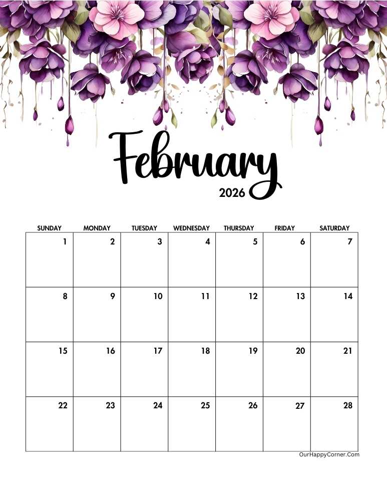 Purple watercolor calendar