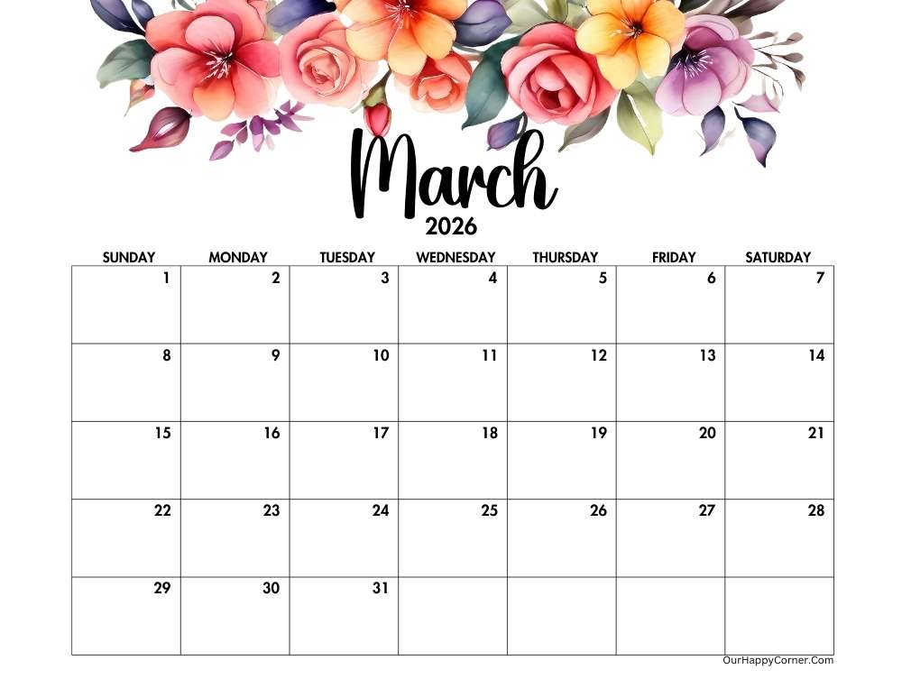Floral March calendar