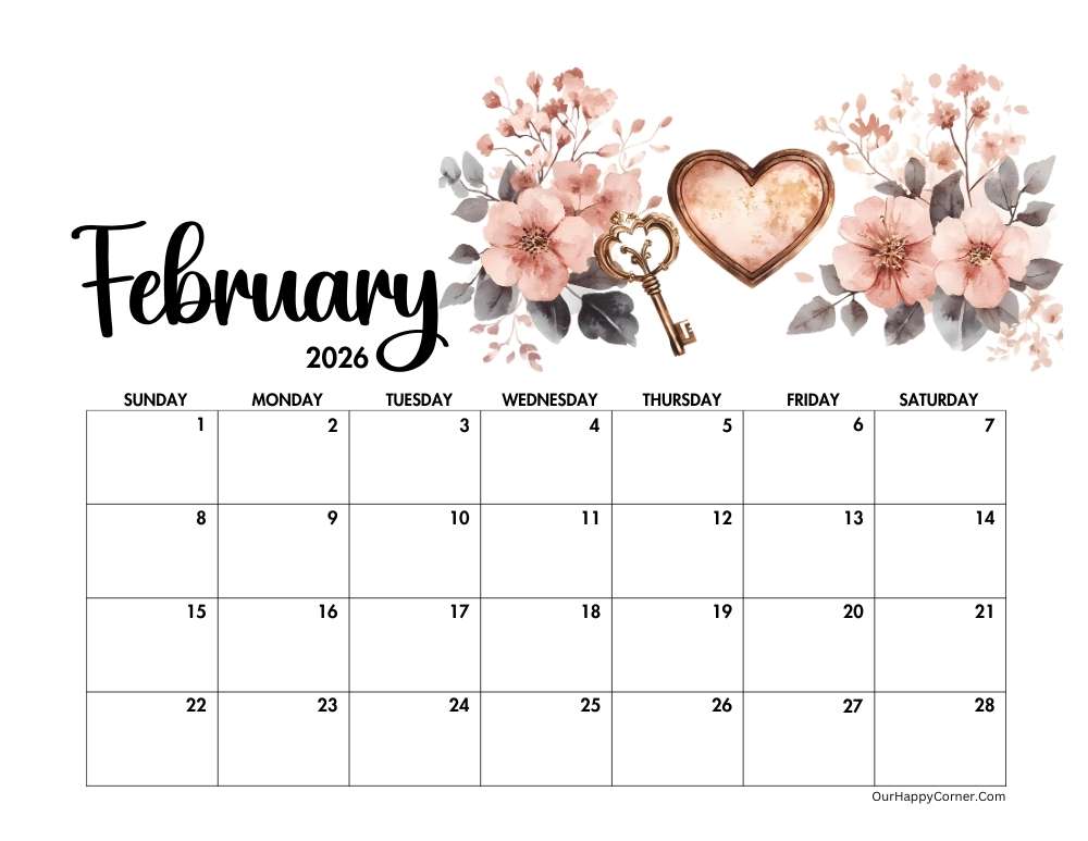 Valentine Day decorated calendar