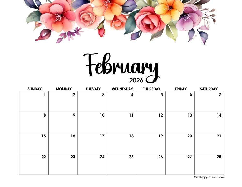 Landscape February calendar