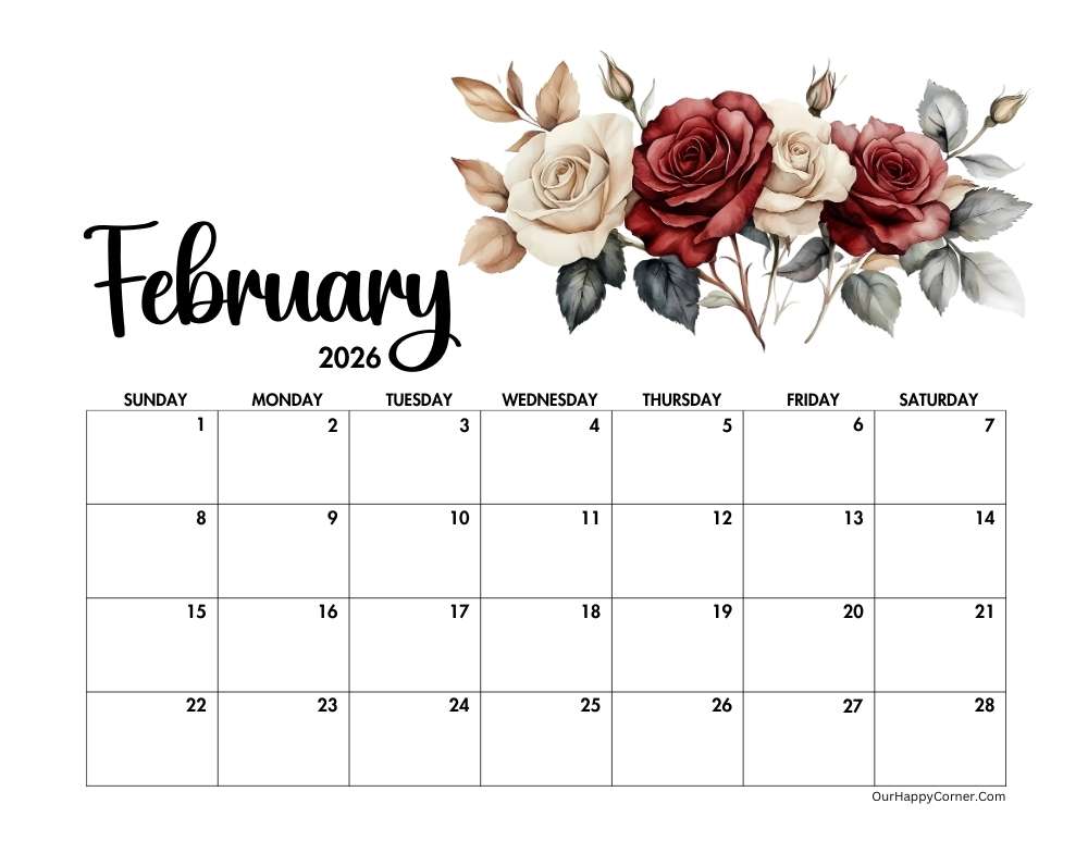 Valentine Day decorated calendar