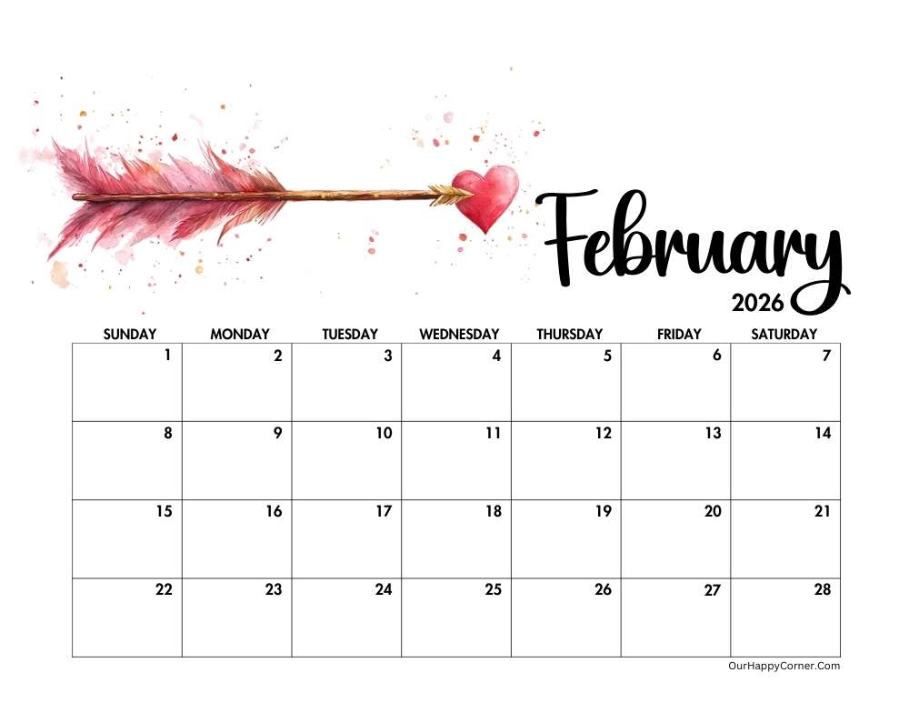 Valentine Day decorated calendar