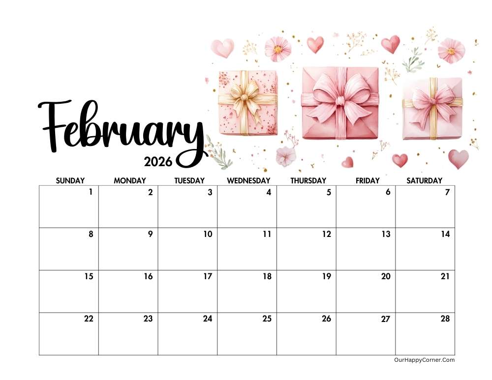 Valentine Day decorated calendar