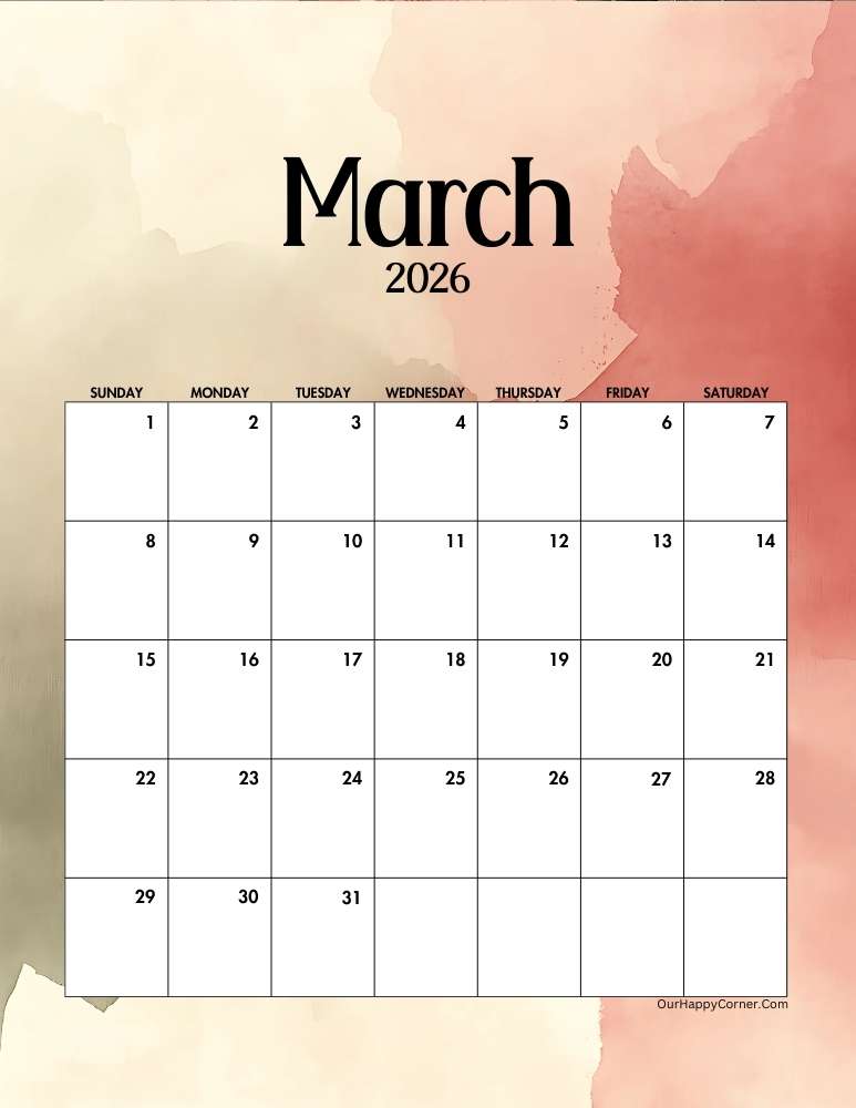 Minimalist calendar printable