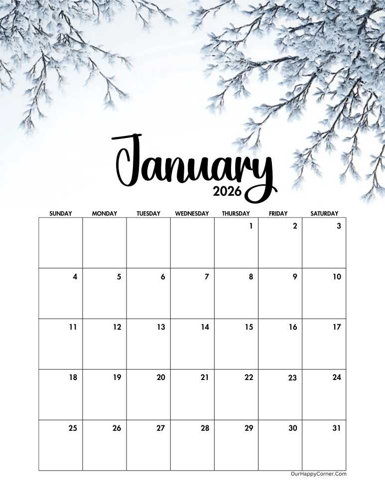Frosty Branches decorated calendar