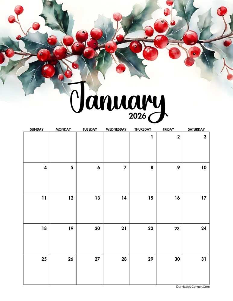 Berry Clusters decorated calendar