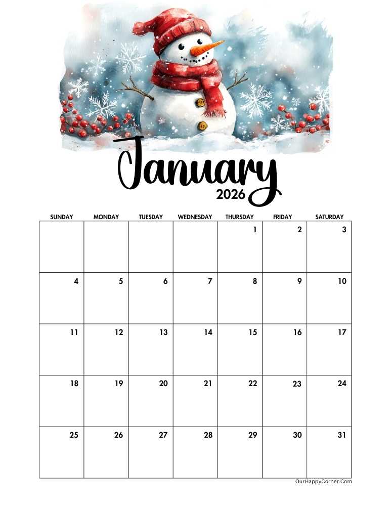 Snowman decorated calendar