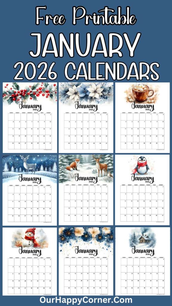 Printable January 2026 calendar