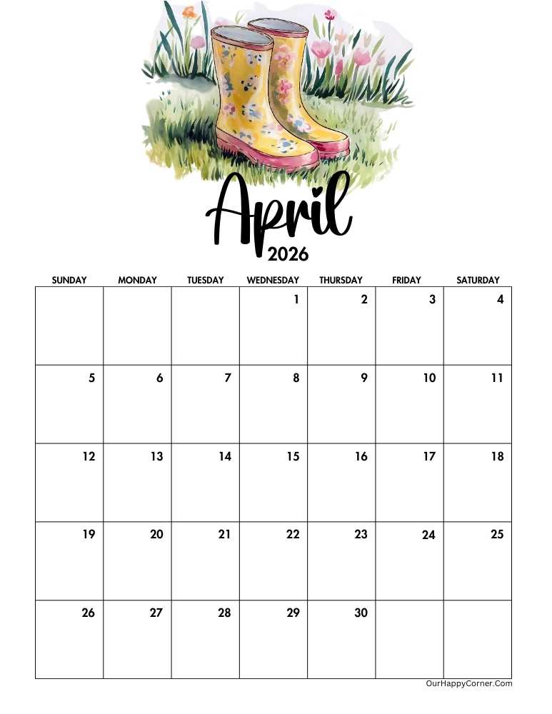 Spring theme calendar