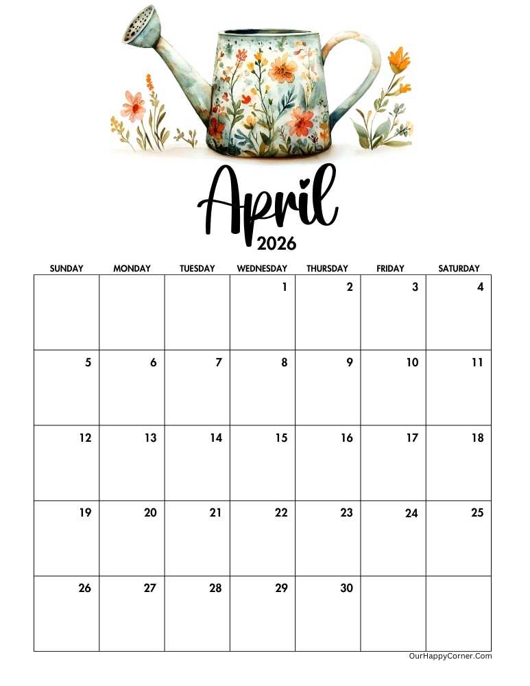 Watercan decorated calendar