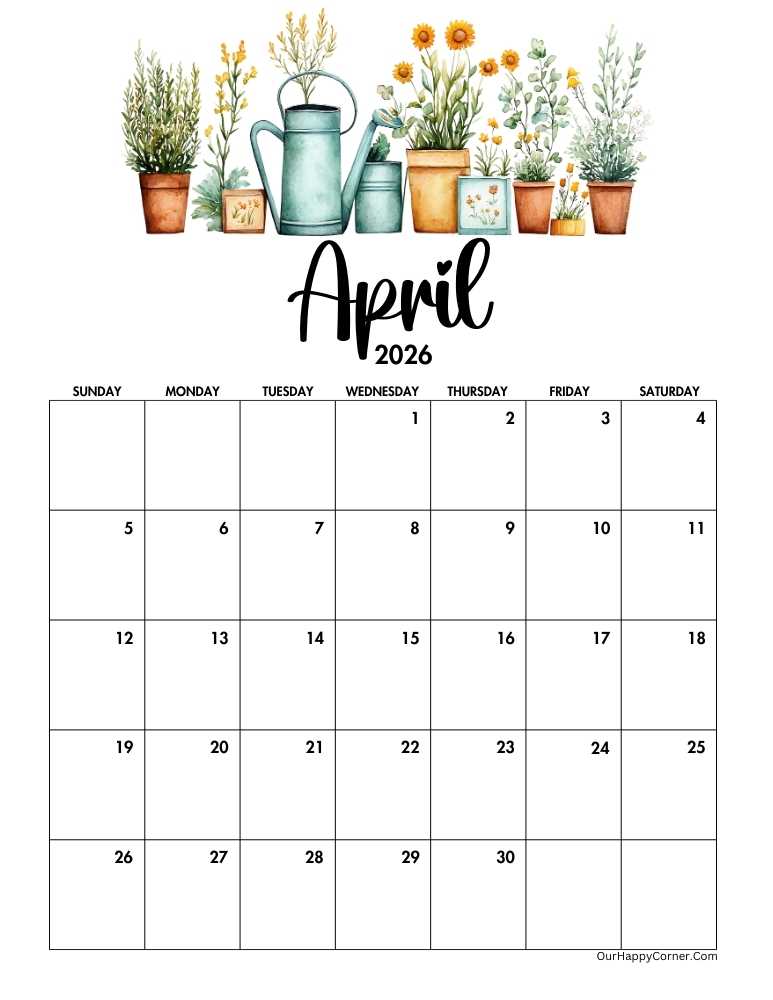 2026 April calendar